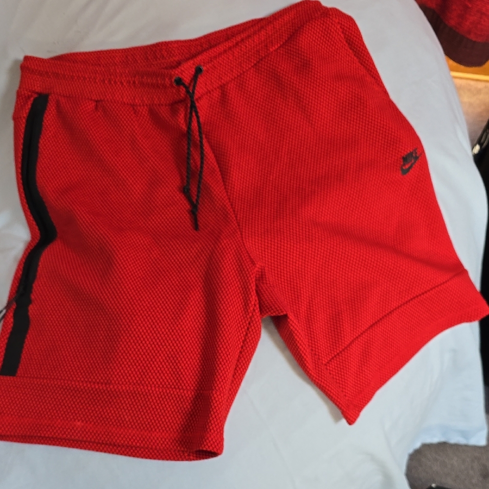 Nike Athletic Shorts Bright Red with Black Stripes